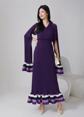Luxury Pleats Dress & Shawl Set